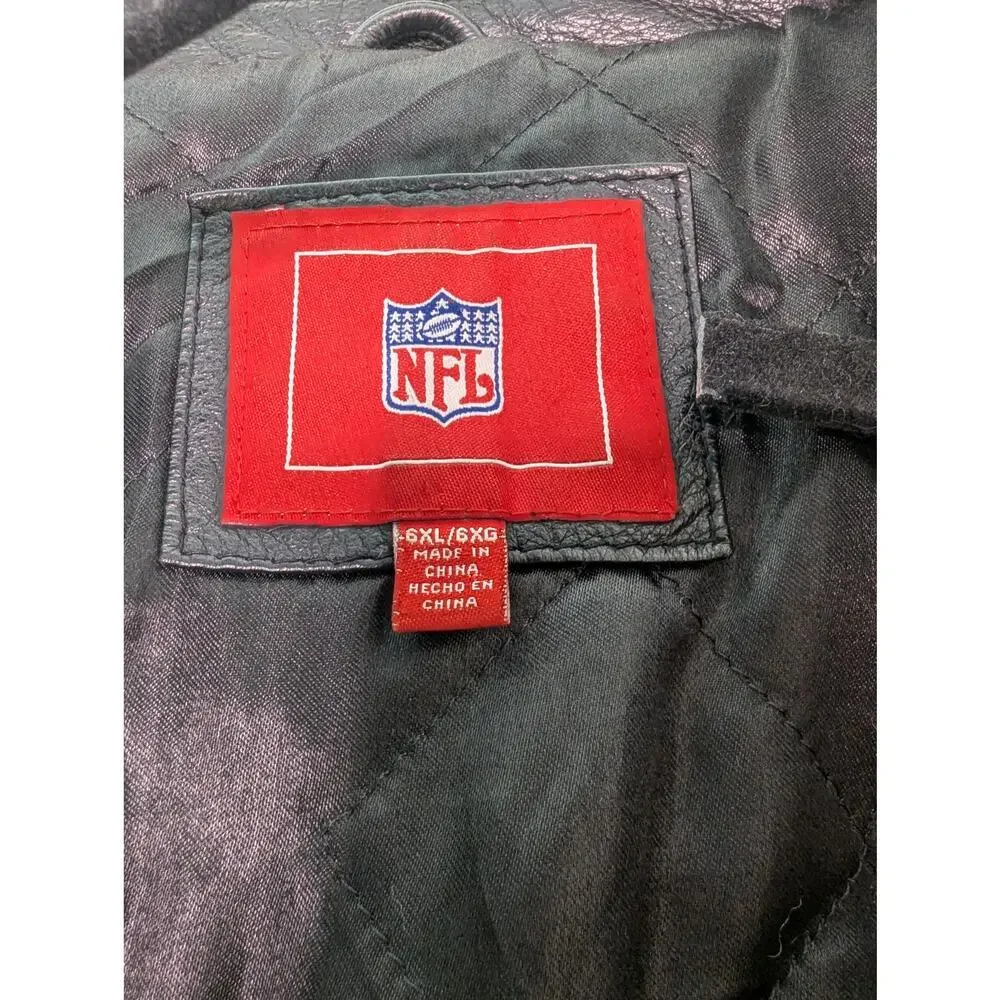 Jeff Hamilton NFL Patch Leather Bomber Jacket 6XL Rare Collector's Sports Moto - Picture 5 of 5